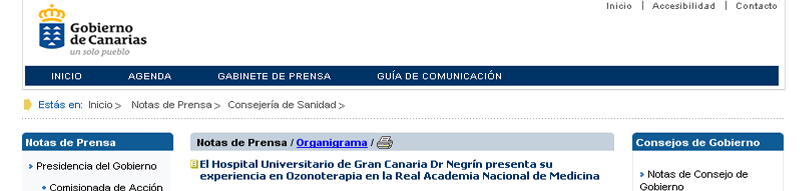 El Gobierno Canario y la ozonoterapia